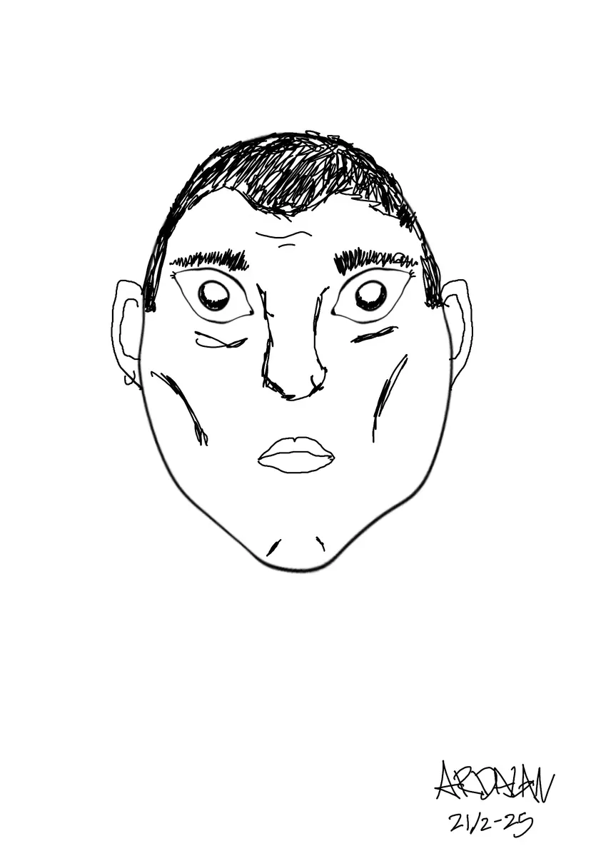a black and white sketch of me